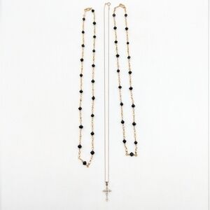 14K Diamond & 14KGB Silver Gold Black Necklace Bundle